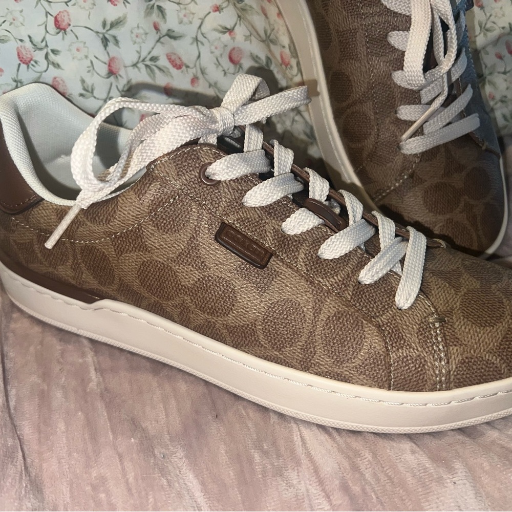 Brown Monogram Coach Sneakers with Laces Like New Worn Only Once - Picture 2 of 14
